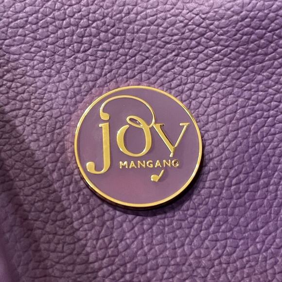 Joy Mangano Leather Tote | Purple Zip Top Bag, Gold Logo, Clean Interior NWOT - Picture 4 of 9